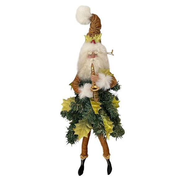 Department 56 Whimsical Christmas Tree Santa Claus Woodsy Elf Saxophone Rare 14" - Picture 1 of 14
